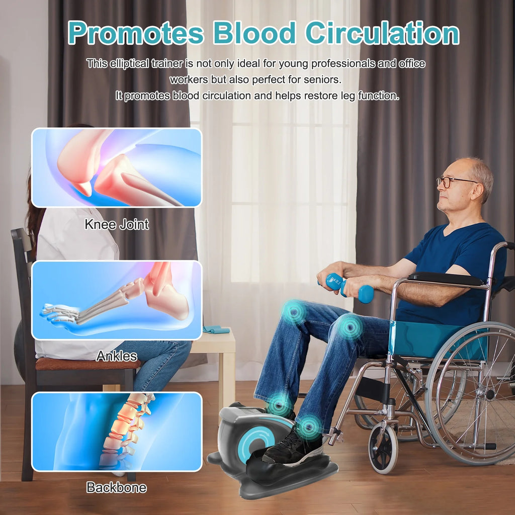 Vélo elliptique de bureau Baokaler, appareil d’exercice électrique pour les jambes assis, pour seniors, 12 vitesses réglables avec télécommande