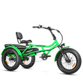 Tricycle électrique semi-allongé Addmotor M-360II, 85 mi, vélo électrique à 3 roues avec pneus larges pour adultes, tricycle électrique 750 W 48 V 20 Ah pour seniors, 20 pouces, avec différentiel de vitesse, vert