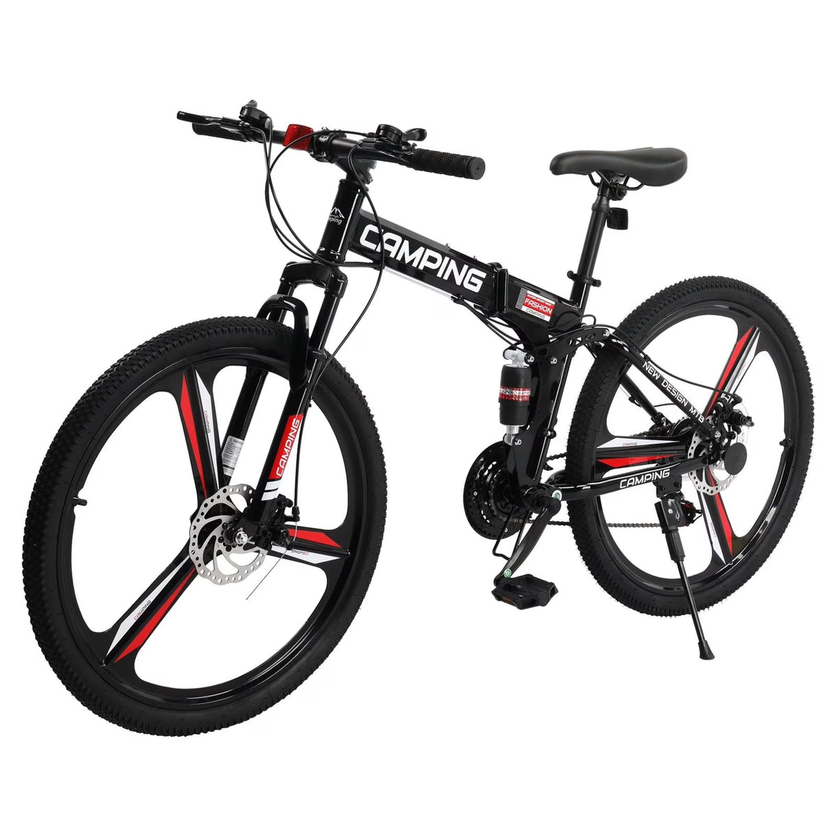 Vélo tout-terrain pliable Zimtown 26, vélo VTT Shimano 21 vitesses pour adultes, noir
