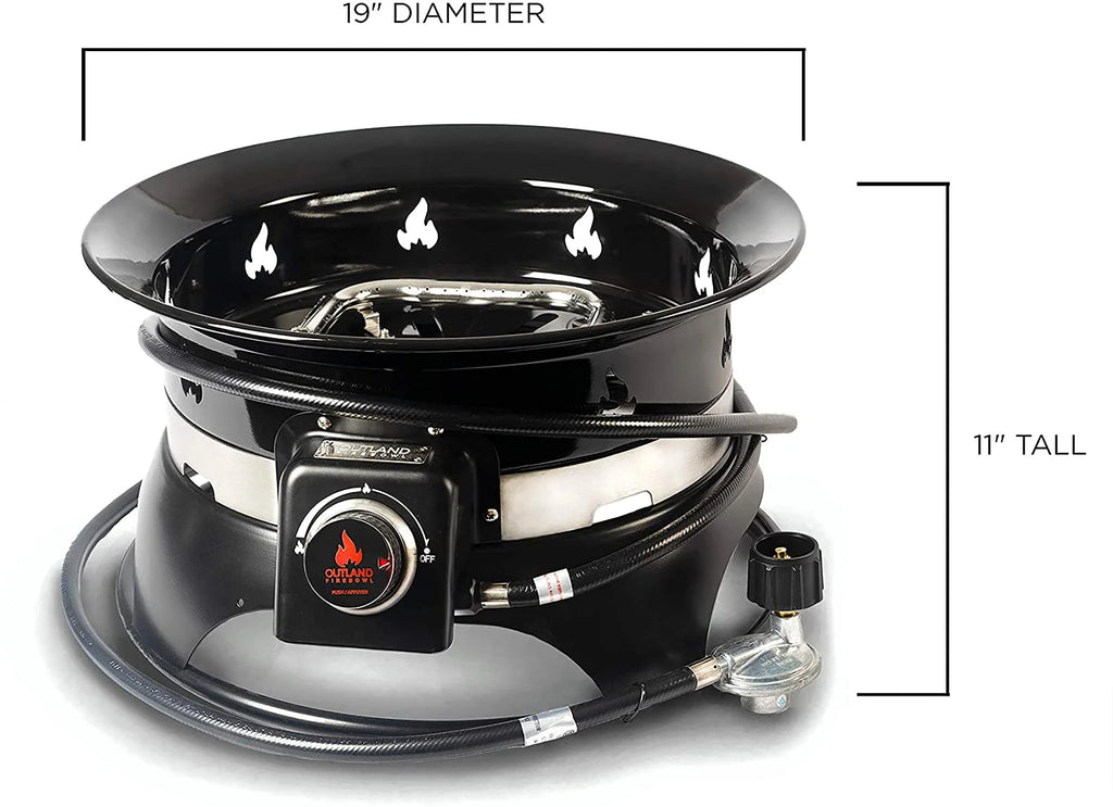 Outland Living Firebowl 870, brasero d’extérieur haut de gamme au propane avec auto-allumage, housse résistante aux UV et aux intempéries et kit de transport, diamètre de 19 pouces, 58 000 BTU