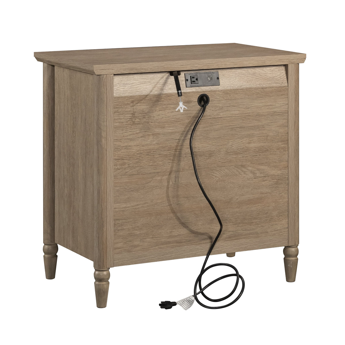 Table de chevet My Texas House Monroe à 3 tiroirs avec ports USB, finition chêne brossé