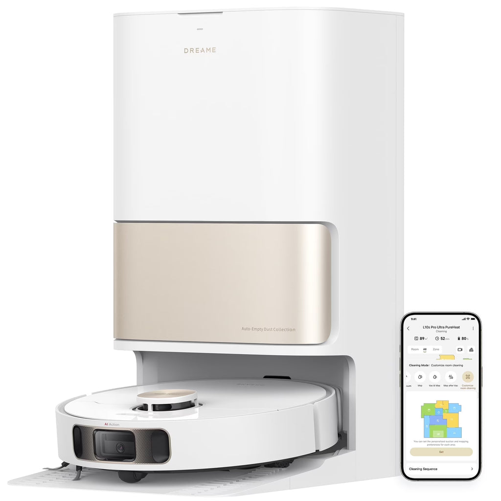 Robot aspirateur et laveur Dreame Heat, autonettoyage à l’eau chaude à 136 °F, aspiration de 7 000 Pa, L10s Pro Ultra