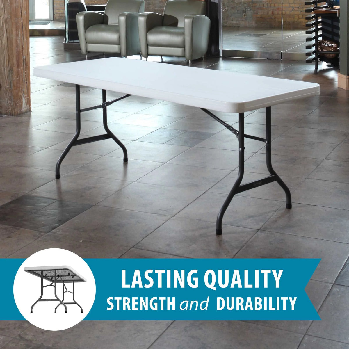 Table pliante de haute qualité de qualité commerciale Lifetime 6', blanche