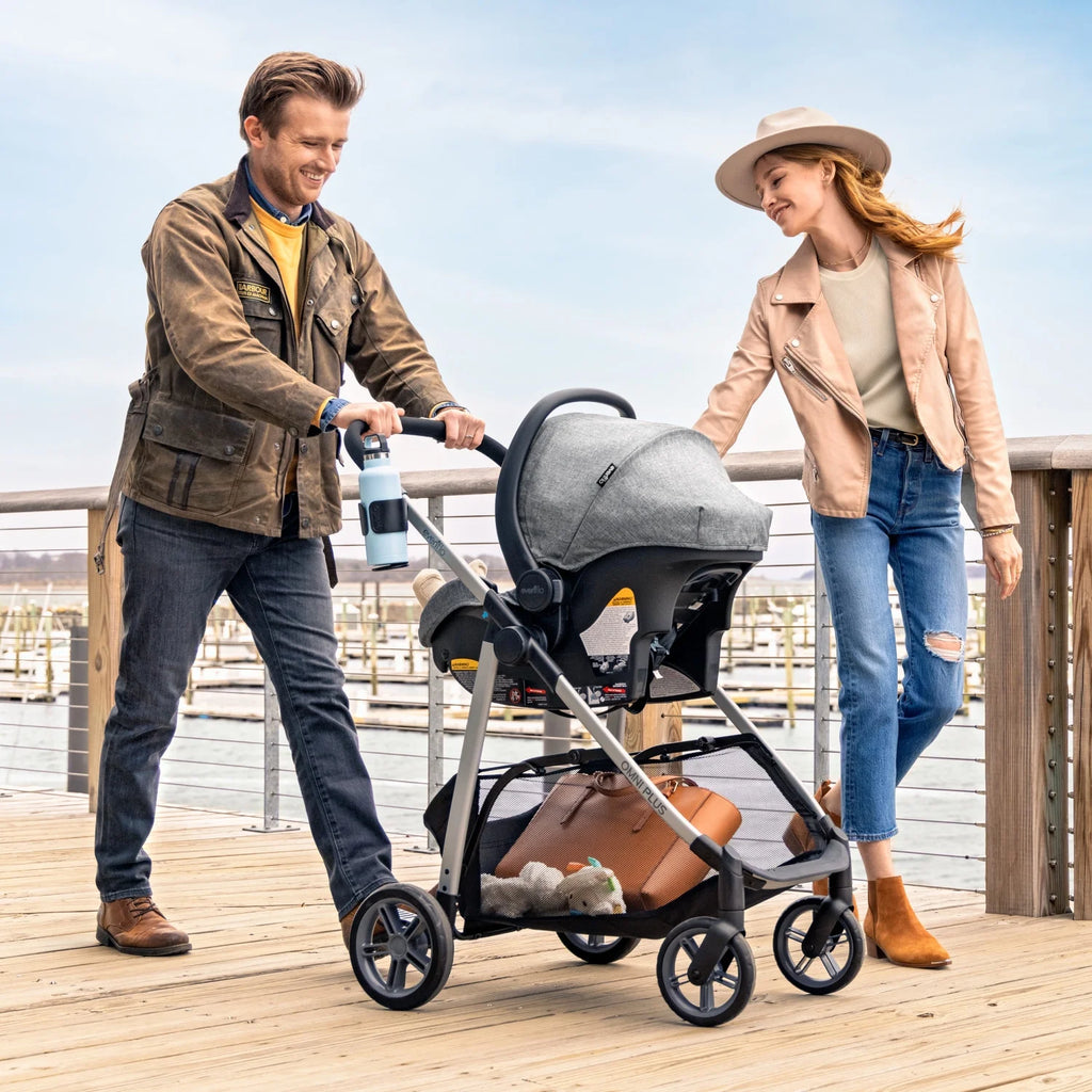 Système de voyage modulaire Evenflo Omni Plus avec siège auto pour bébé LiteMax Sport, gris Mylar, unisexe