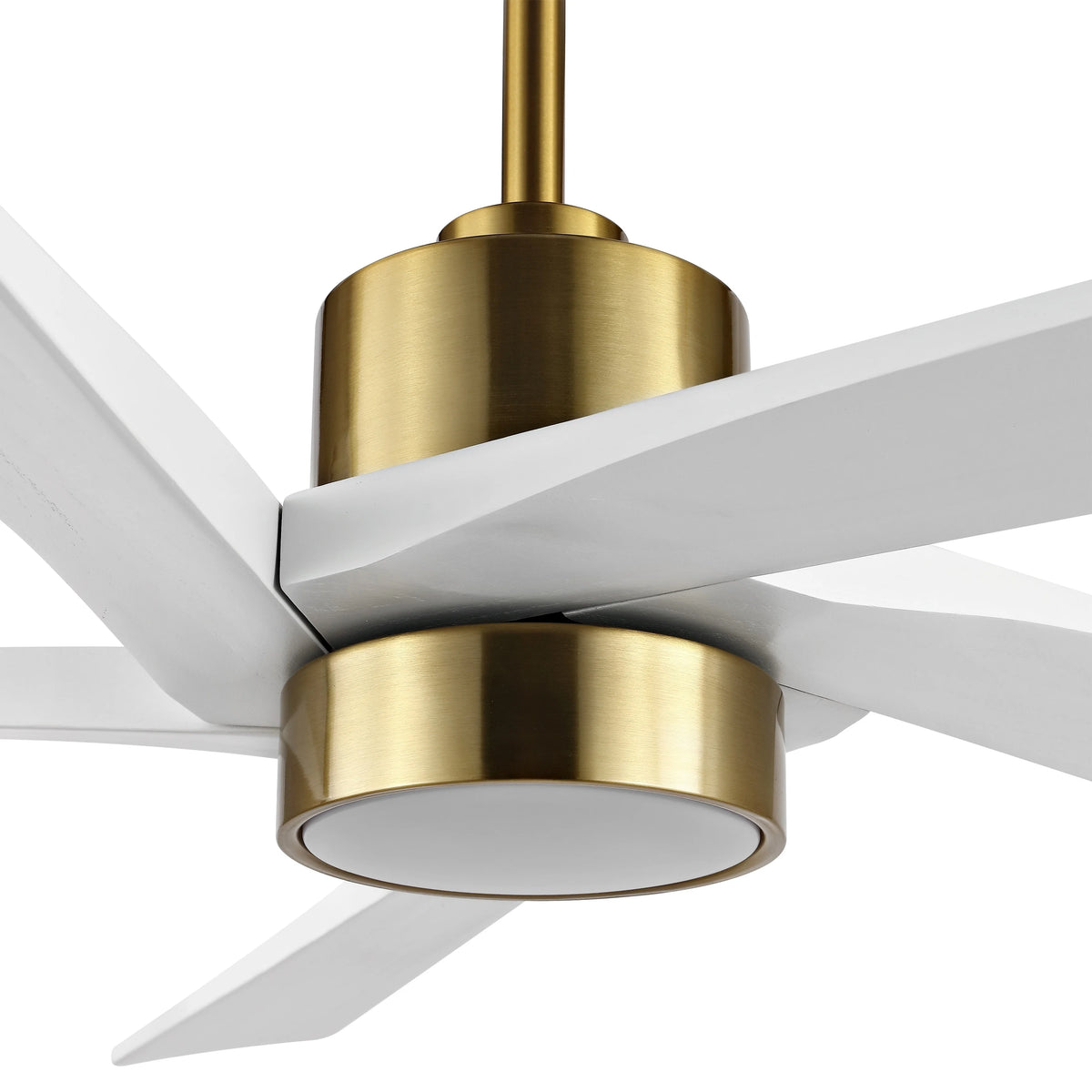 Ventilateur de plafond WINGBO 54 pouces à courant continu avec éclairage et télécommande, 5 pales réversibles en bois sculpté, laiton/noir