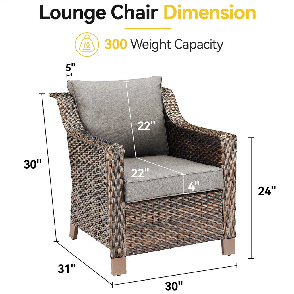 Lot de 2 chaises de patio d'extérieur en résine tressée Bellefurn avec table d'appoint, chaises en rotin tressé toutes saisons, mobilier de jardin pour porche, balcon, cour arrière, jardin et terrasse