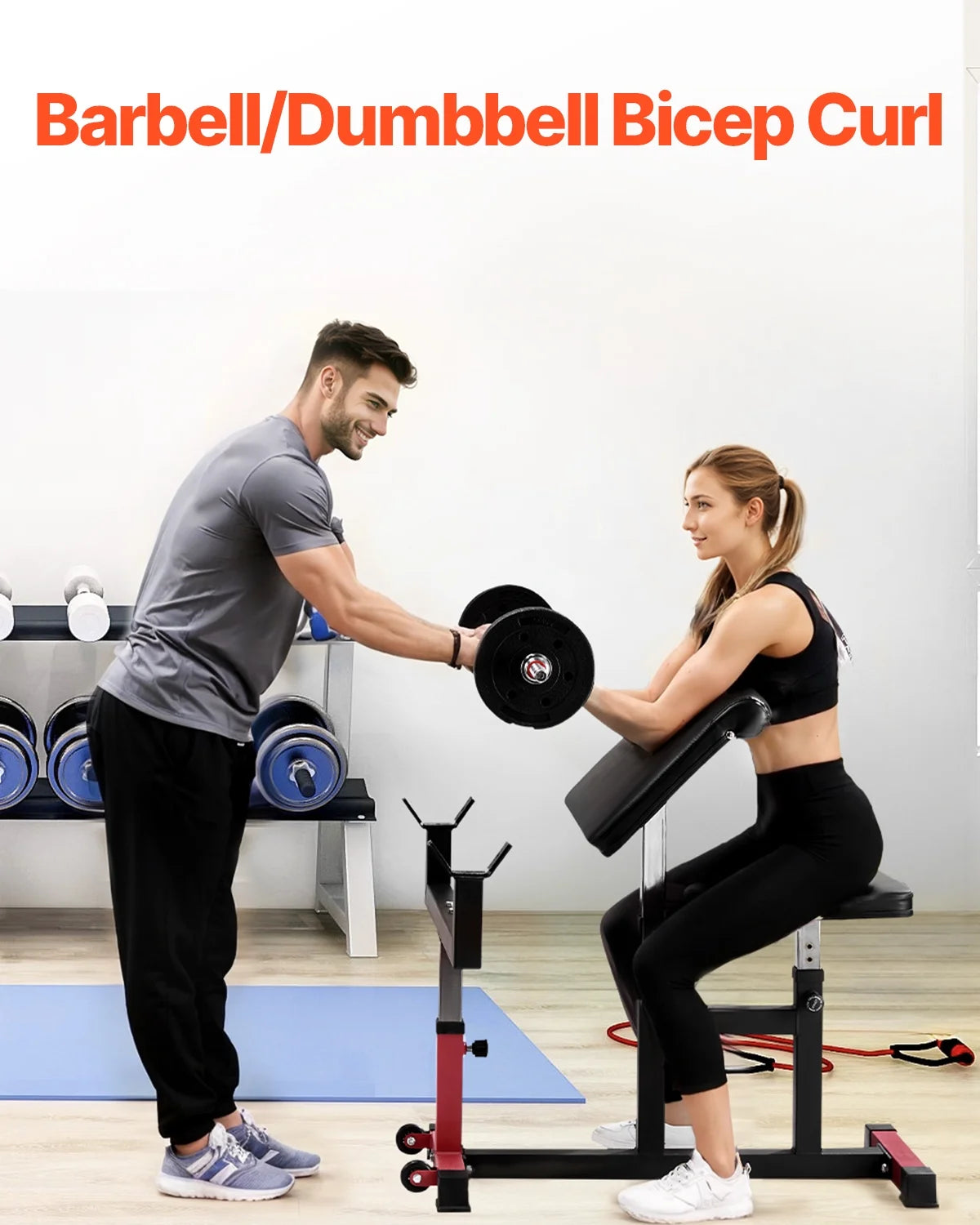 Banc à biceps VEVOR, machine de musculation pour biceps, charge max 200 kg, équipement de musculation à domicile, station assise pour isoler les biceps avec haltères et barres, banc de musculation réglable pour salle de sport à domicile
