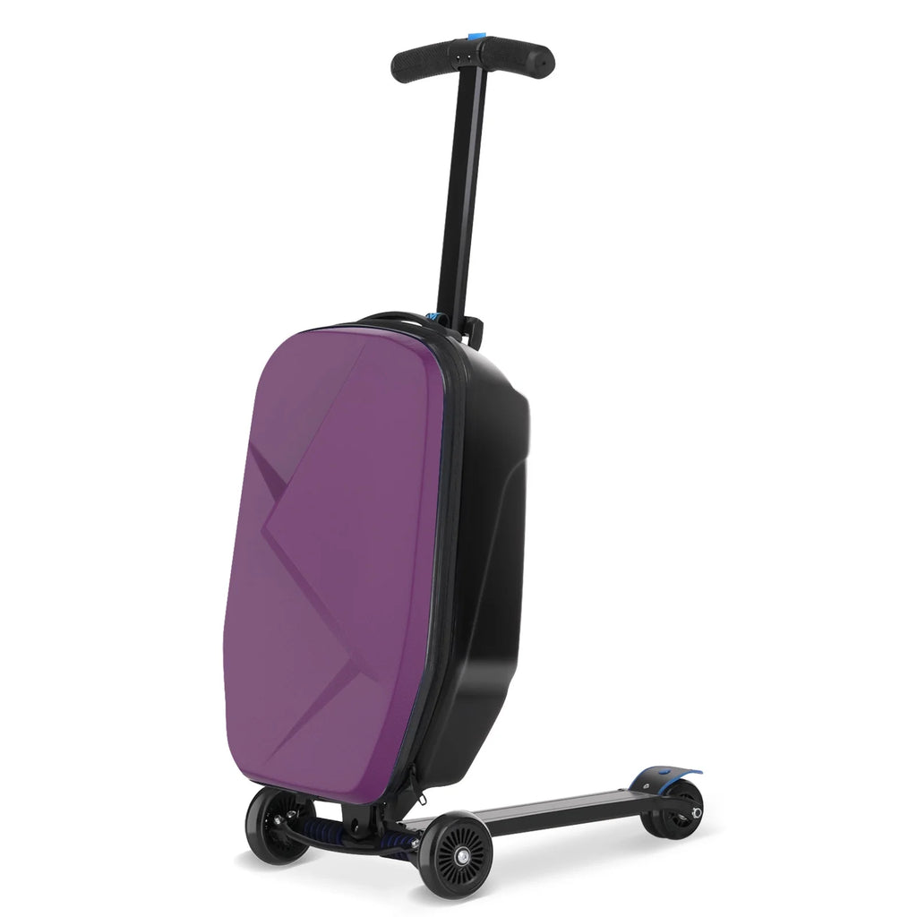 Valise à roulettes Advwin pour enfants et adultes, valise rigide sur laquelle les enfants de 4 à 15 ans peuvent rouler, bagage cabine multifonction léger et pliable avec roulettes, pour enfants et adolescents, rose