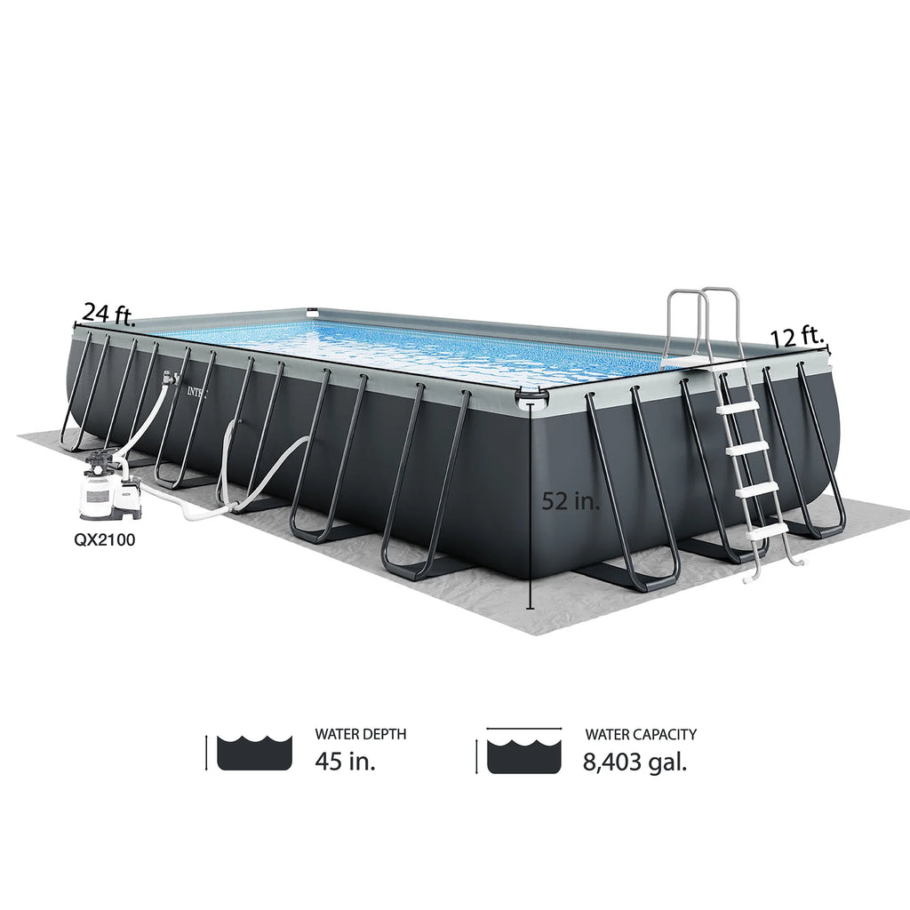 Piscine hors-sol INTEX Ultra XTR 7,32 m x 3,66 m x 1,32 m, bouées (lot de 2) et glacière gonflable