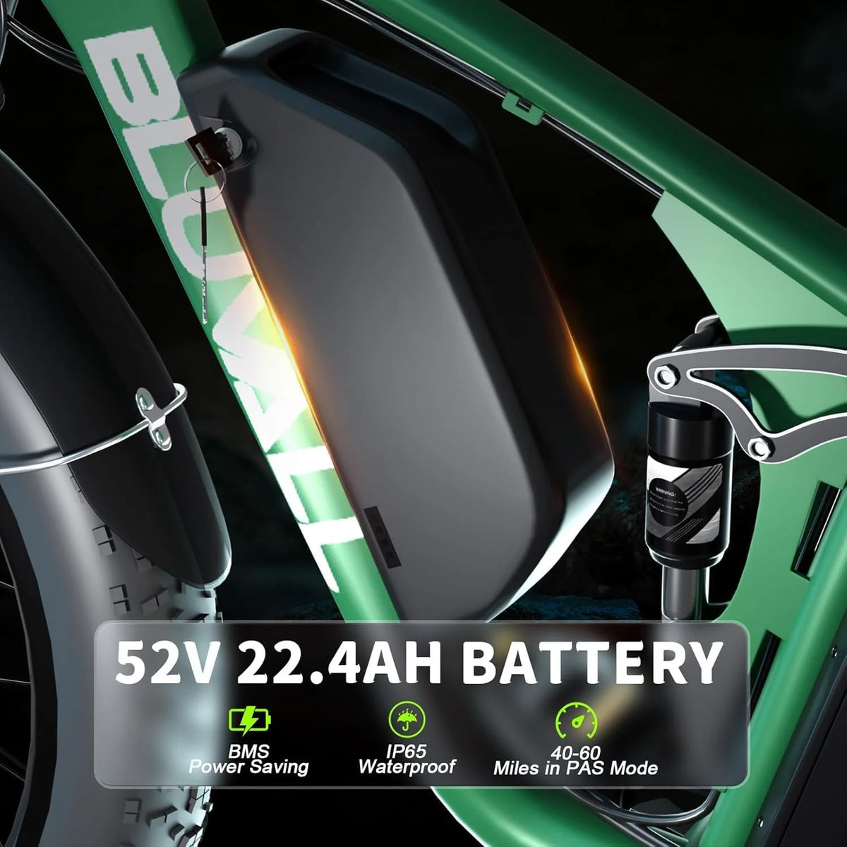 Vélo électrique à pneus larges 2000W pour adultes, batterie 52V 22.4AH double moteur vélo électrique à suspension intégrale 26 35MPH AWD VTT électrique freins hydrauliques