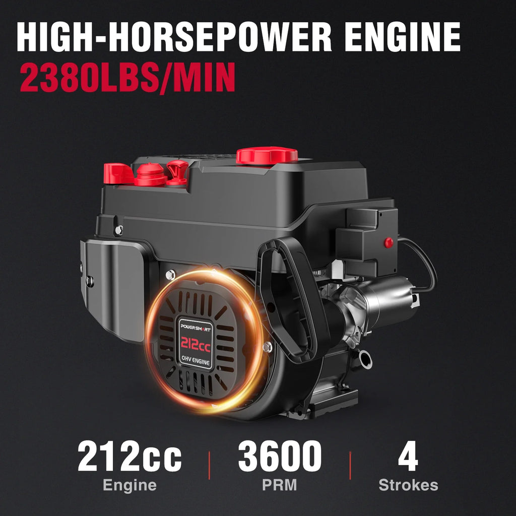 Souffleuse à neige à essence autotractée neuve de marque PowerSmart, 212 cc, 24 po, à deux étages, avec démarrage électrique 120 V et phare à DEL