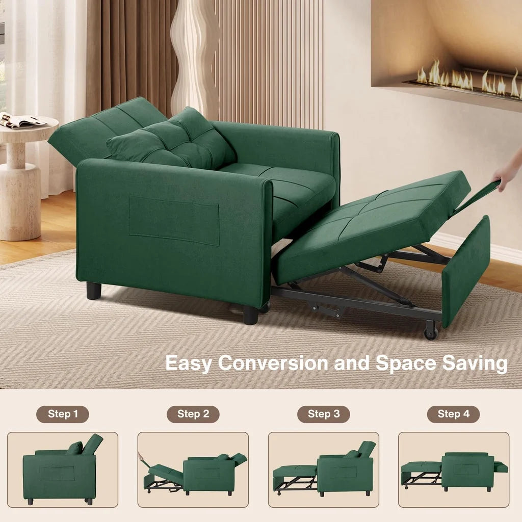 Fauteuil convertible avec couchage, canapé-lit convertible 3-en-1 Aiho avec fauteuil inclinable et couchage gigogne - Gris foncé