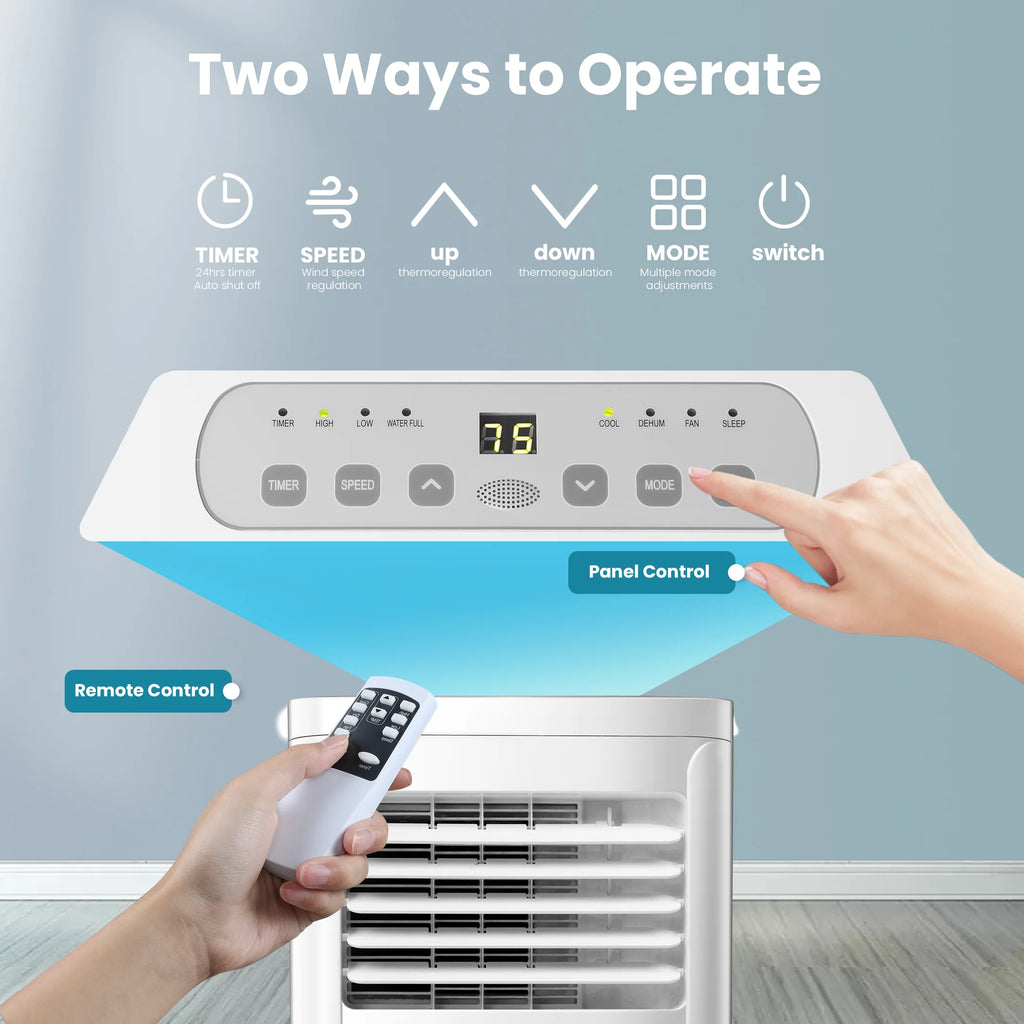 Climatiseur portable Auseo, 8 000 BTU ASHRAE, climatiseur silencieux 4-en-1 avec déshumidificateur, ventilateur, mode sommeil et filtre lavable pour des pièces allant jusqu’à 350 pi²
