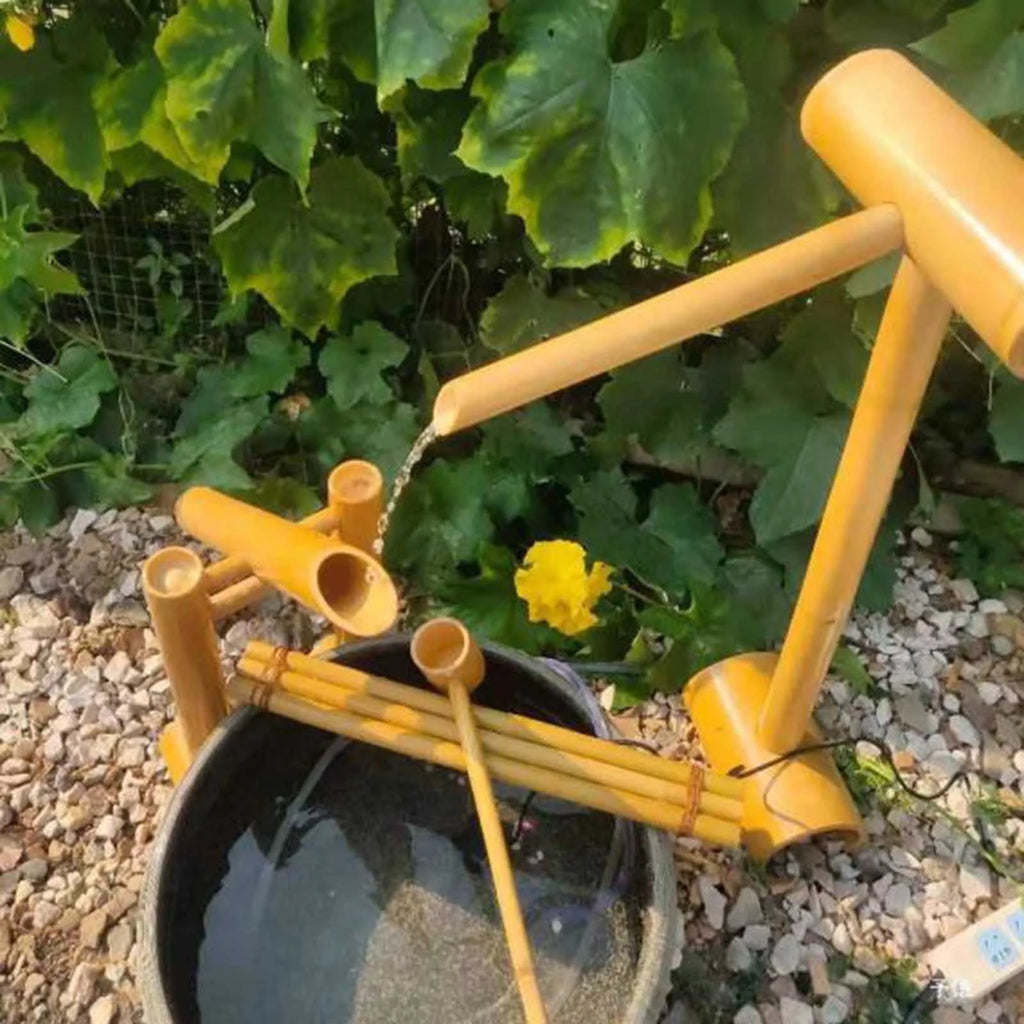 Fontaine à balancier pour l'extérieur, fontaine d'eau de jardin zen en bambou, avec pompe, fontaine zen à monter soi-même, ensemble fontaine d'eau zen en bambou