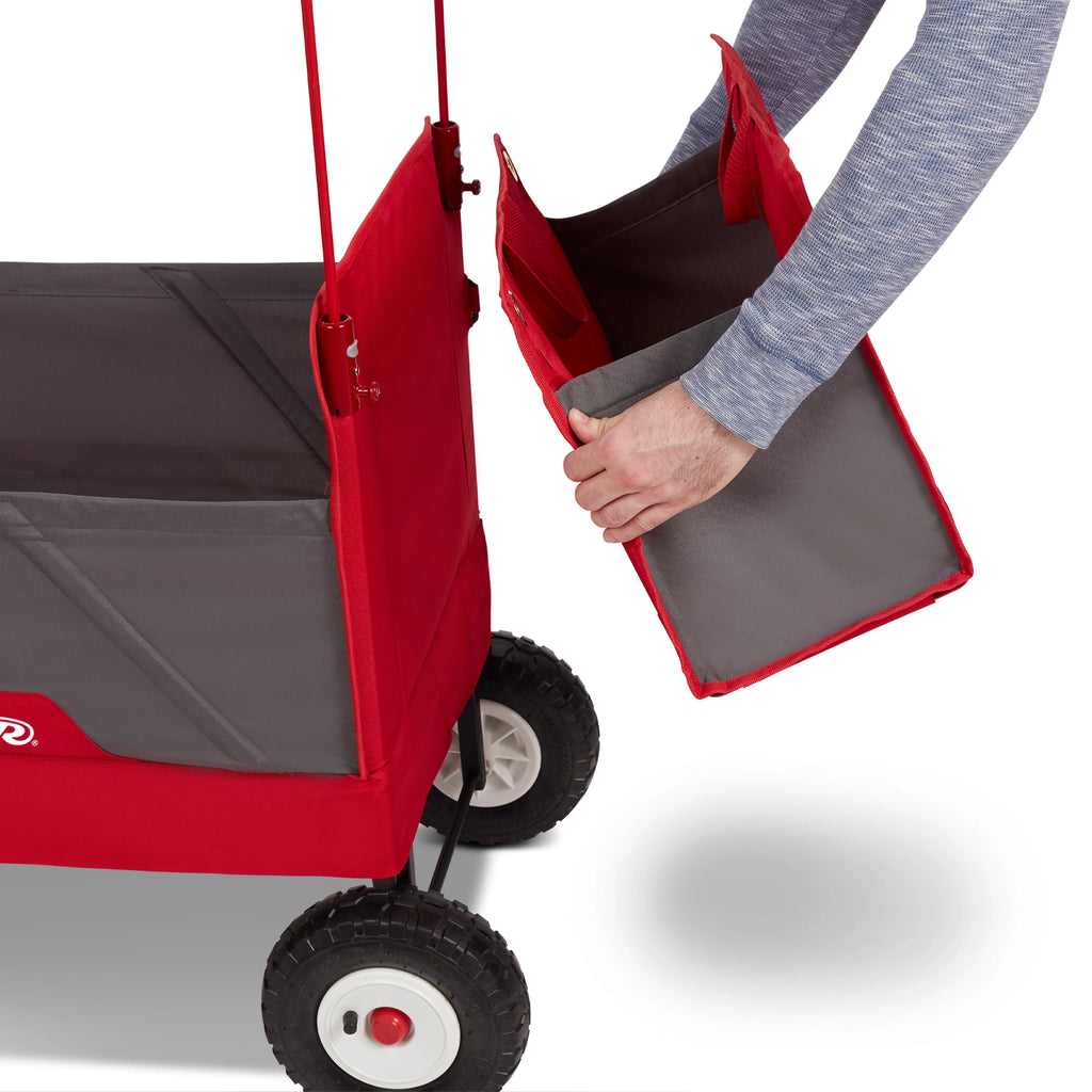 Radio Flyer, chariot tout-terrain 3-en-1 EZ Fold avec capote, rouge et gris, pneus gonflables