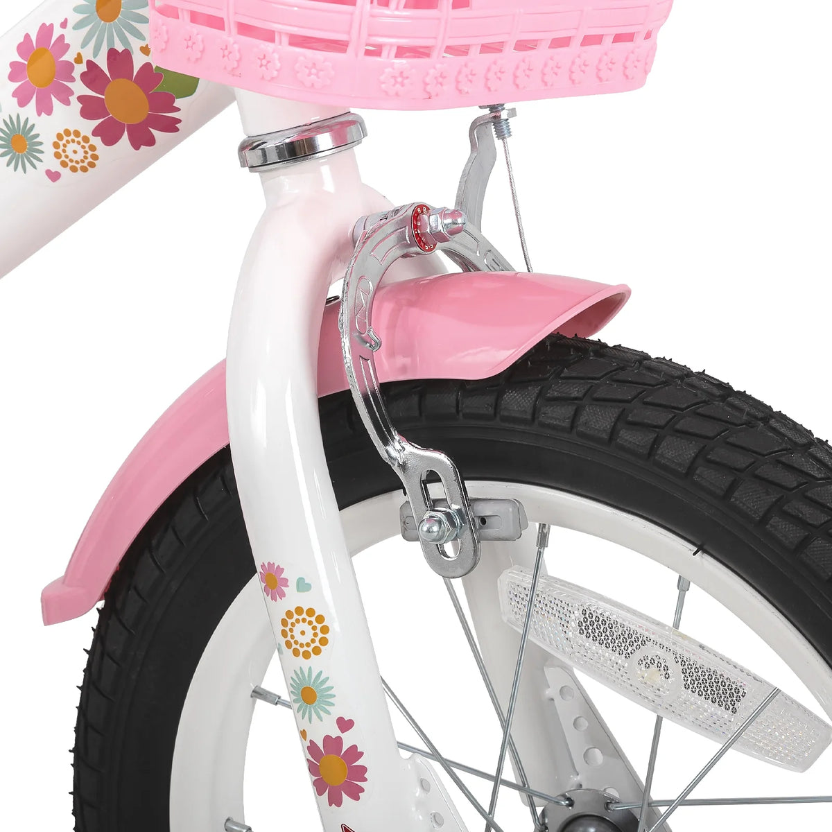 JOYSTAR Little Daisy Vélo pour enfant 14 pouces pour filles de 3 4 5 ans Vélo de princesse pour enfants avec freins à main Roues stabilisatrices Panier Serpentins Vélo pour tout-petits Bleu