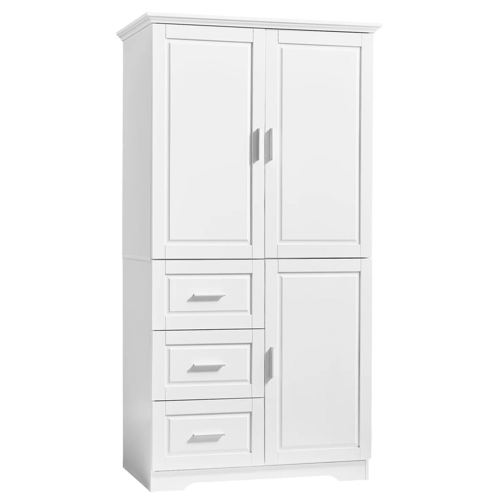 Armoire de salle de bain, meuble de rangement de 62,2 de haut avec portes et étagères, armoire à linge sur pied pour salle de bain, cuisine, salon, grise