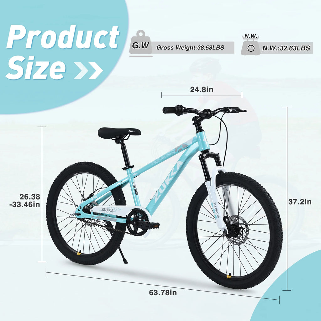 Vélo VTT pour enfant Zukka 20 pouces, cadre en acier, modèle hardtail, pour enfant de 7 à 10 ans, rose