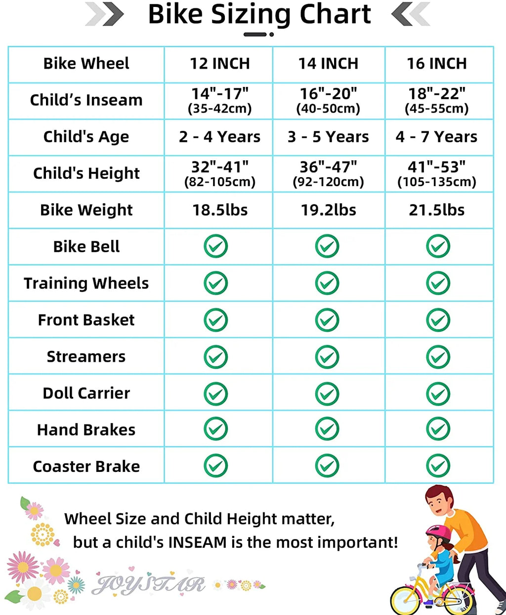 JOYSTAR Little Daisy Vélo pour enfant 14 pouces pour filles de 3 4 5 ans Vélo de princesse pour enfants avec freins à main Roues stabilisatrices Panier Serpentins Vélo pour tout-petits Bleu