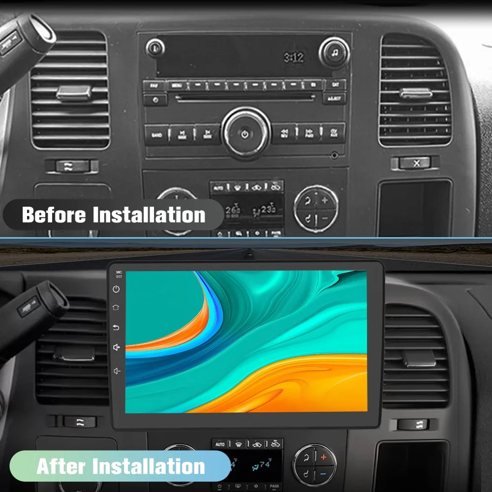 Autoradio Awesafe 2+32 Go pour Chevy Chevrolet Silverado 2007-2013 Tahoe Equinox GMC Sierra Yukon avec CarPlay sans fil, Android Auto, DSP, Bluetooth, WiFi, commande au volant et caméra de recul