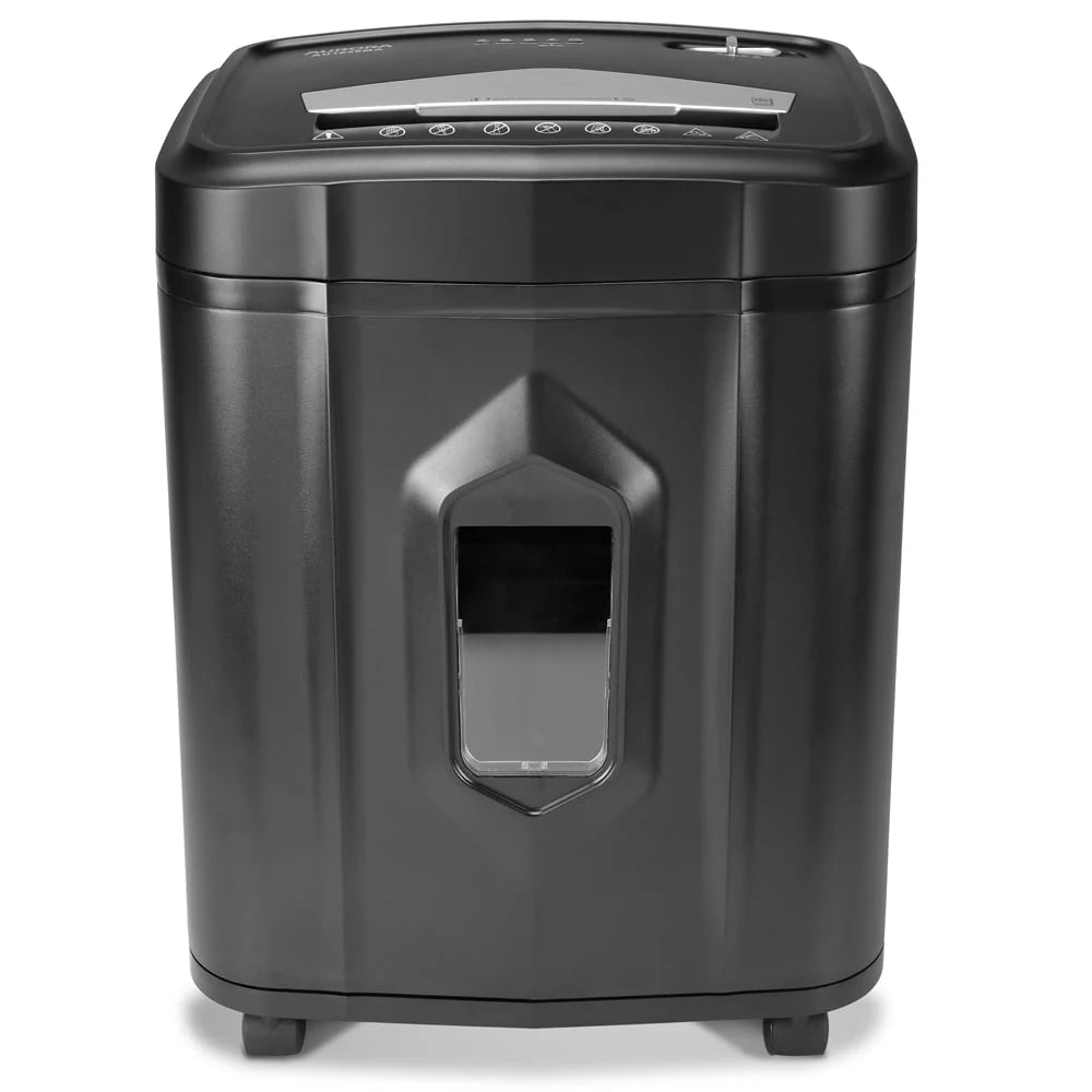 Destructeur de documents Aurora GB robuste anti-bourrage à coupe transversale, capacité de 18 feuilles, 30 minutes d’autonomie, bac amovible de 5 gallons et roulettes