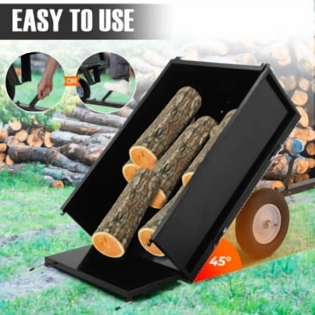 Remorque benne en acier robuste Juiluna, benne de 500 lb, remorque utilitaire de jardin de 12 pi³, avec 2 roues, pour tracteur, VTT, quad et tondeuse autoportée
