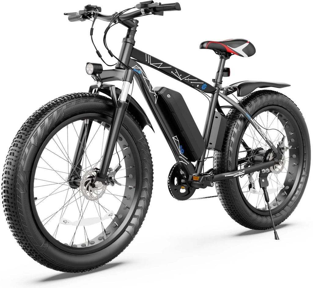 Vélo électrique tout-terrain Gocio 26 4.0 à pneus larges pour adultes, vélo électrique 500 W pour adultes, batterie Li-ion amovible 48 V 13 Ah, vitesses professionnelles à 7 rapports, vélo électrique de montagne, de plage et de neige pour homme