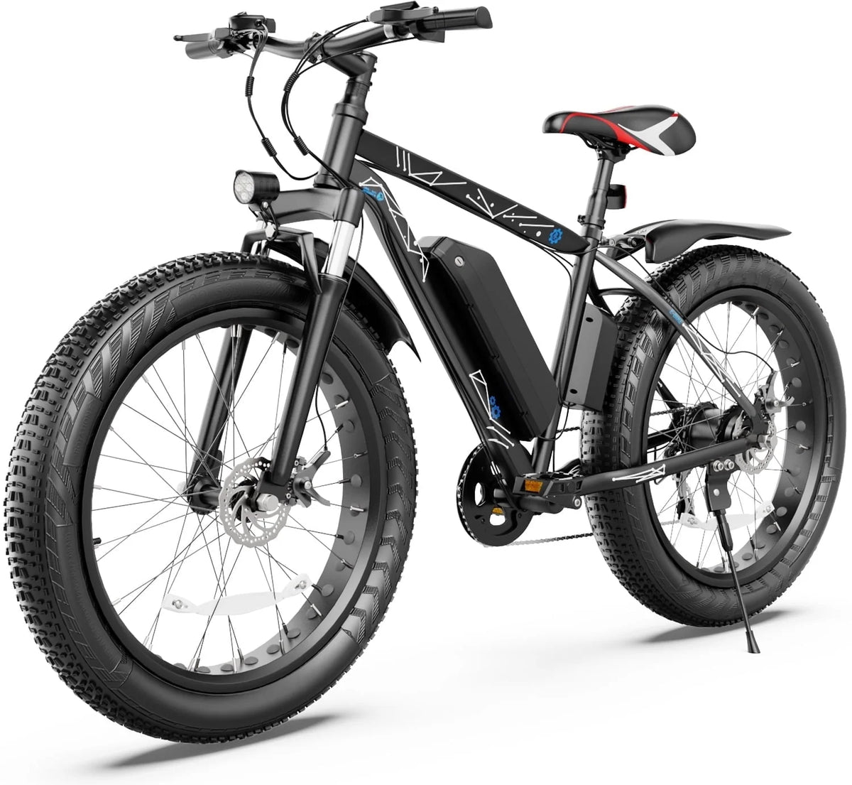 Vélo électrique tout-terrain Gocio 26 4.0 à pneus larges pour adultes, vélo électrique 500 W pour adultes, batterie Li-ion amovible 48 V 13 Ah, vitesses professionnelles à 7 rapports, vélo électrique de montagne, de plage et de neige pour homme