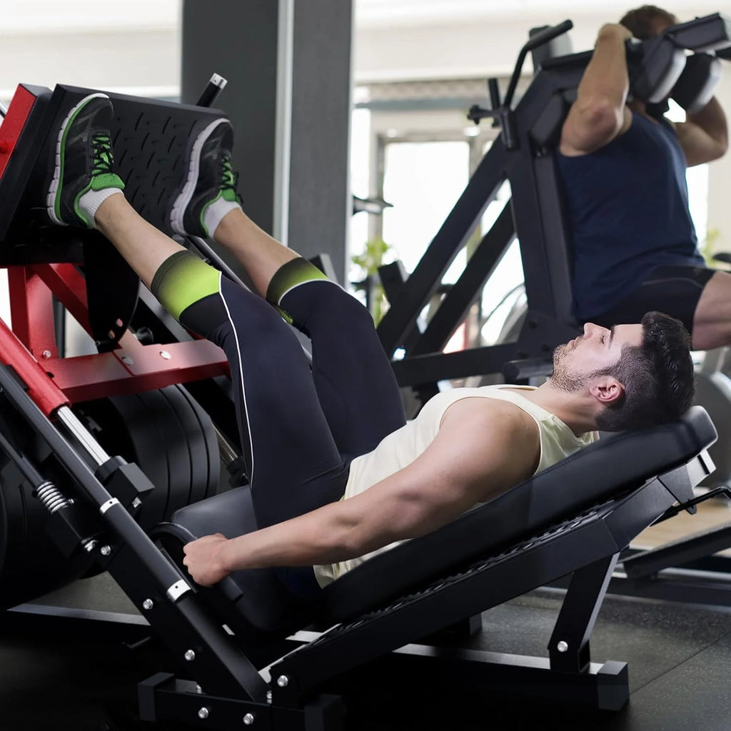 Machine à presse à jambes et hack squat RitFit, Presse à jambes professionnelle réglable pour salle de sport à domicile avec roulement linéaire, Machine hack squat spécialisée pour un entraînement complet du bas du corps avec rangement de poids, Rose