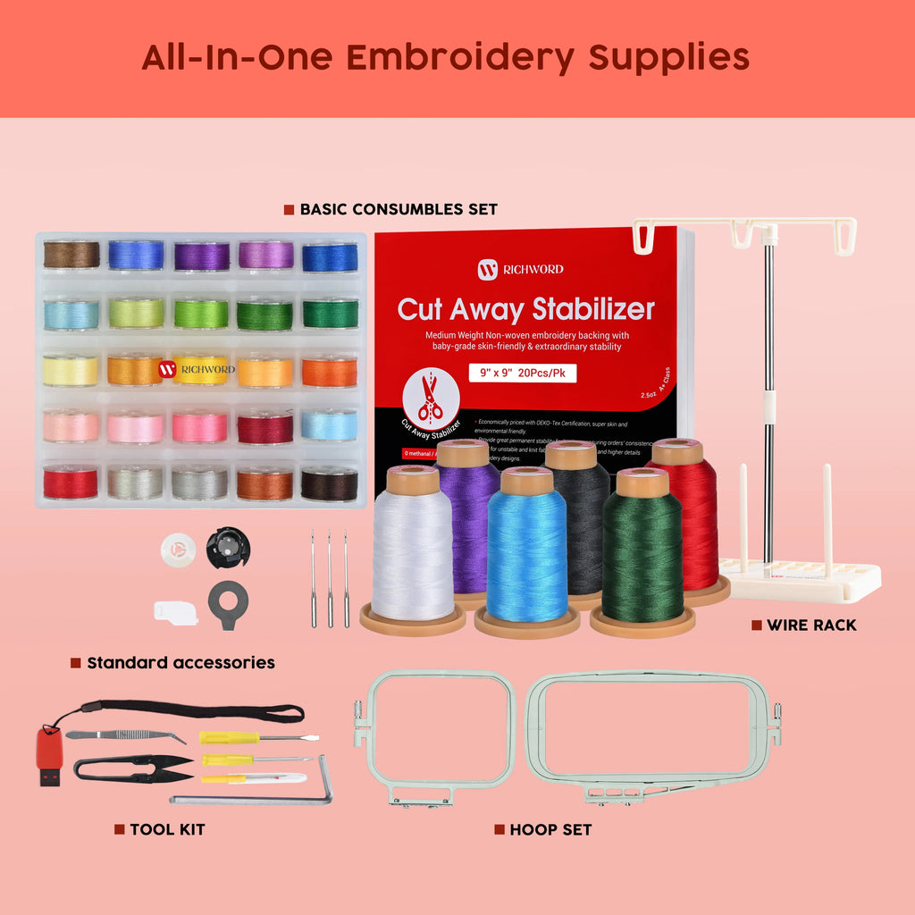 Machine à broder Poolin EOC05, zone de broderie 4 x 9,25 po, écran tactile 7 po, avec kit