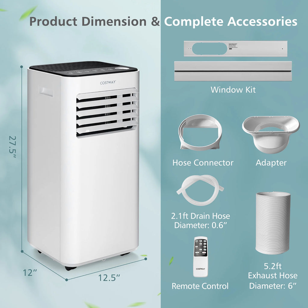 Climatiseur portable Costway 10000 BTU 3-en-1 refroidisseur d'air avec ventilateur déshumidificateur mode veille