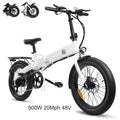Vélo électrique pour adultes avec puissance de crête de 750 W, moteur de 500 W, pneus larges 20 x 2,5, vélo pliant, batterie 48 V 7,8 Ah offrant une autonomie de 43 mi, vitesse maximale de 24 mi/h