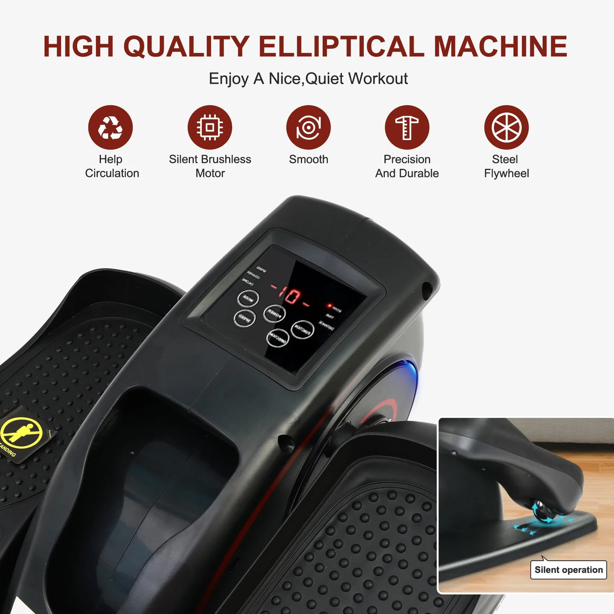 Vélo elliptique de bureau Baokaler, appareil d’exercice électrique pour les jambes assis, pour seniors, 12 vitesses réglables avec télécommande