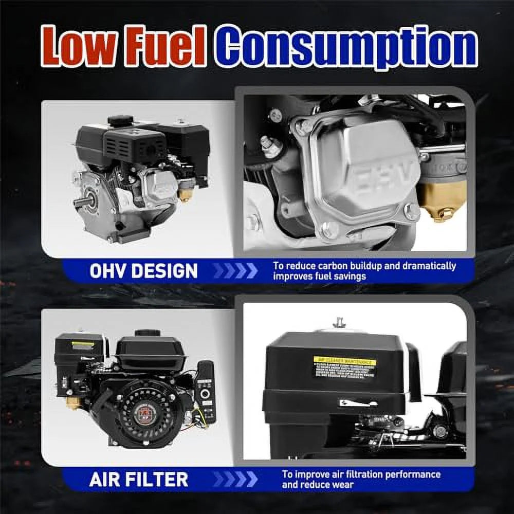 Moteur à essence de 7,5 CV, moteur 4 temps de 212 cm³ à démarrage électrique, moteur de karting de 3 000 W, 3 600 tr/min, conception OHV pour mini-motos, karts, mini-bikes et bûcheuses