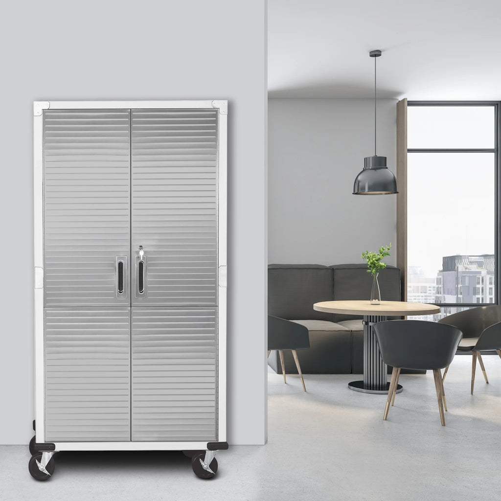 Seville Classics Classeur de rangement verrouillable à corps en acier UltraHD, unité d’étagères, 36 po l x 18 po P x 72 po H, granit