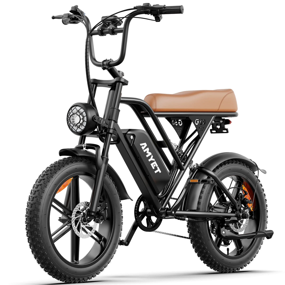 Vélo électrique AMYET G60 Peak 1500W, VTT électrique à pneus larges 20 pouces, 48V 20Ah 32MPH pour adultes, suspension intégrale UL2849