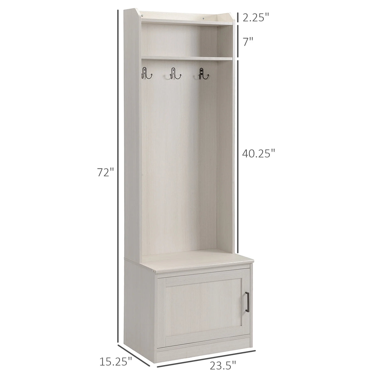 HOMCOM Vestiaire d’entrée rustique avec banc de rangement pour chaussures, banc d’entrée avec porte-manteau, porte-manteau décoratif avec étagères de rangement pour couloir ou entrée, blanc