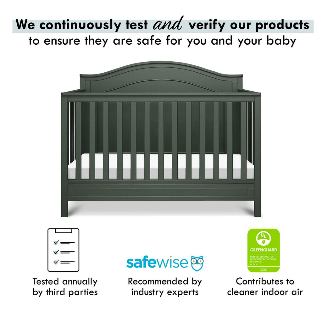 Lit convertible 4-en-1 DaVinci Charlie. Certifié Greenguard Gold. Vert forêt