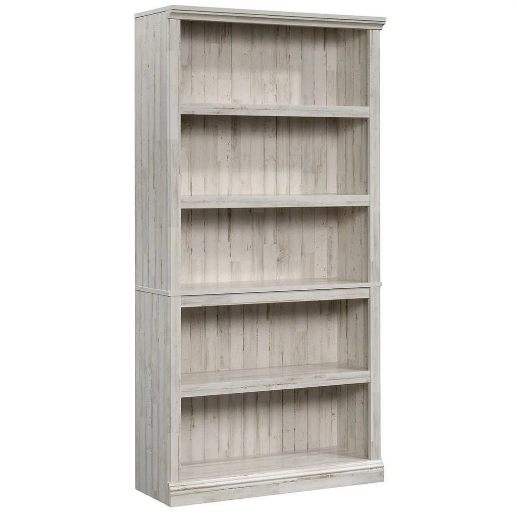 Bibliothèque haute contemporaine Pemberly Row en bois à 5 étagères, blanc à lattes