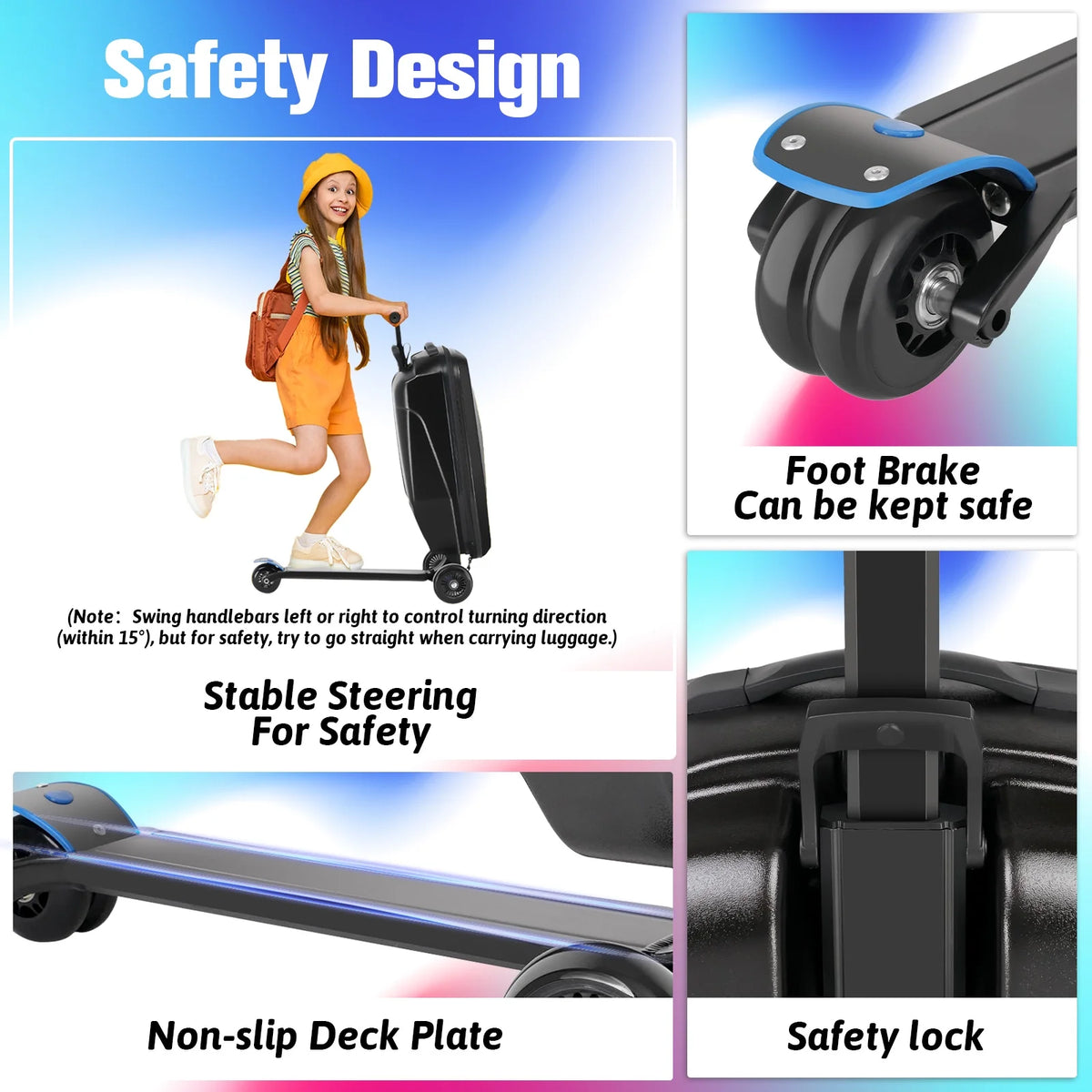 Valise à roulettes Advwin pour enfants et adultes, valise rigide sur laquelle les enfants de 4 à 15 ans peuvent rouler, bagage cabine multifonction léger et pliable avec roulettes, pour enfants et adolescents, rose