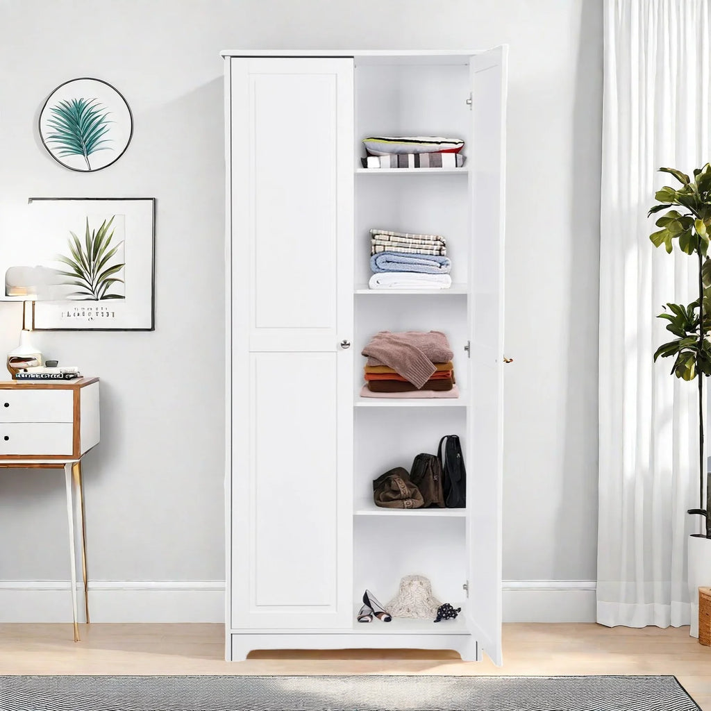 Armoire de rangement Tcbosik à 2 portes, garde-manger de cuisine de 72,2 po de haut avec étagères réglables, meuble sur pied pour salon, salle à manger ou chambre, blanc