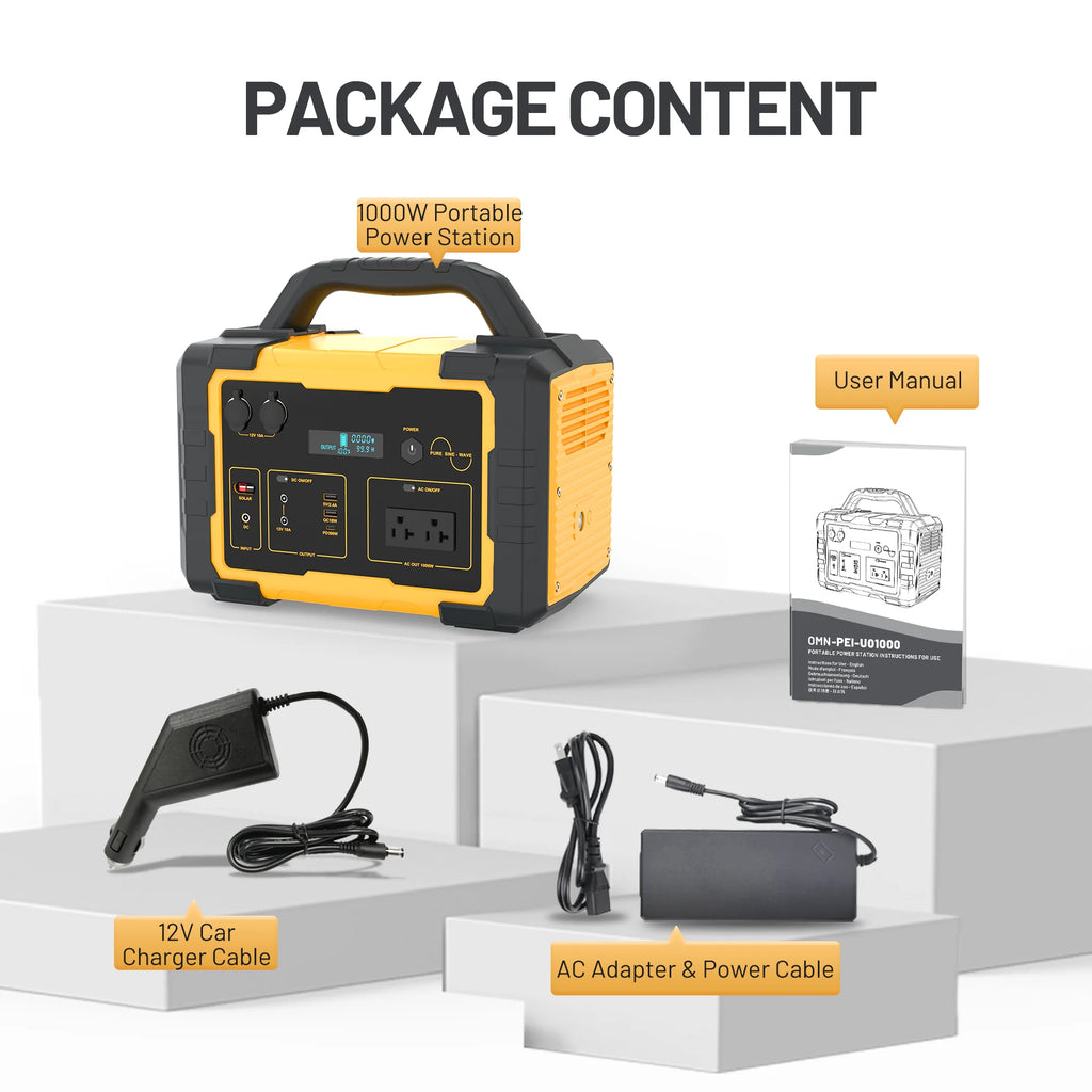 Station d’énergie portable Mondawe 1 000 W, générateur solaire 1 024 Wh avec prise CA pour la maison, le camping et les urgences