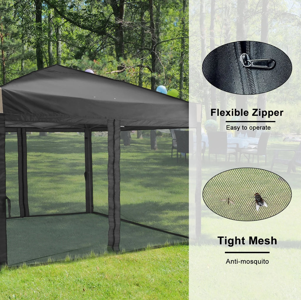 Aoodor Chapiteau Pop-Up 12'x12' avec Murs Latéraux Amovibles en Maille, Tente Abri Instantanée Portable d'Extérieur-Noir
