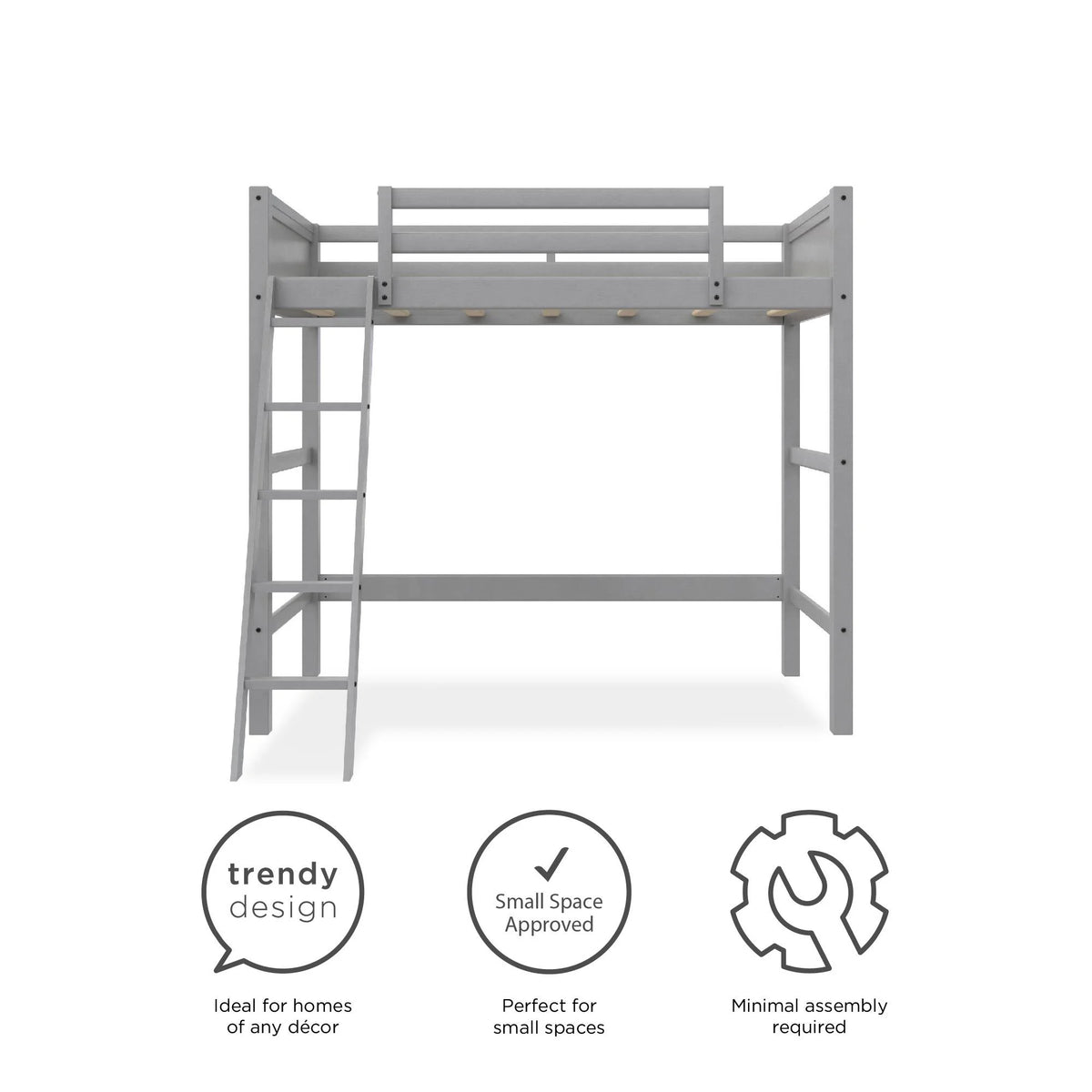 Lit mezzanine simple Your Zone Kiarah avec échelle, blanc