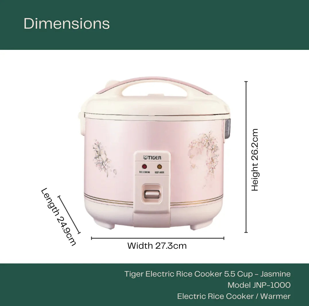 Cuiseur à riz Tiger Electronic JNP-1000 5,5 tasses (Fabriqué au Japon)