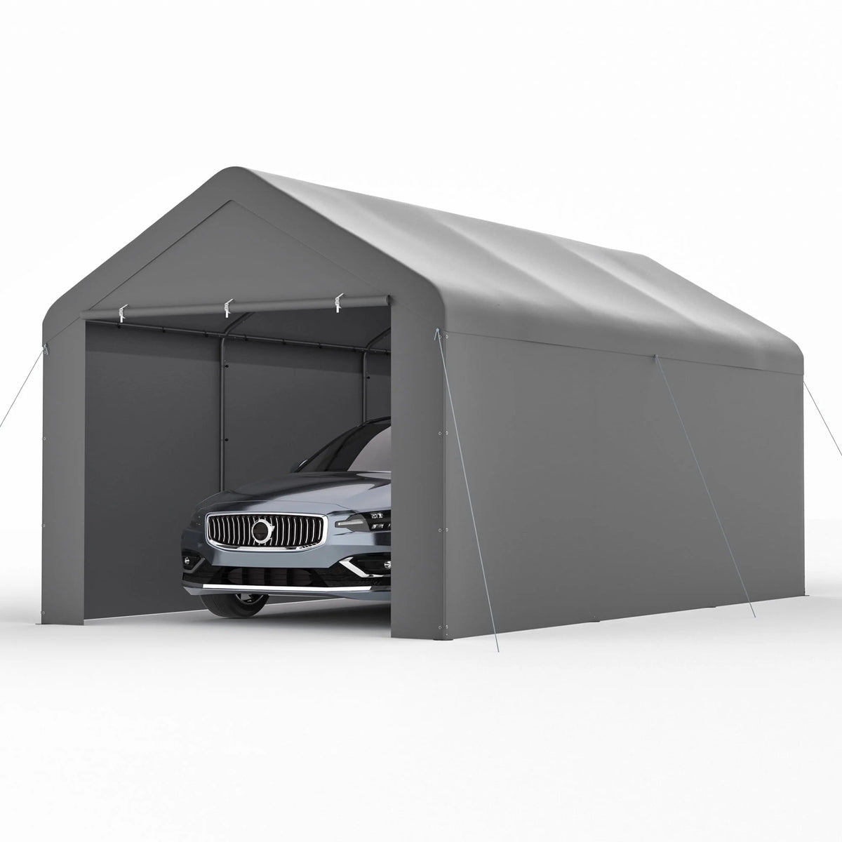 GOJOOASIS Carport, 10 x 20 Abri de voiture robuste avec paroi amovible, Garage portable en PE résistant à l'eau avec bâche toutes saisons Beige