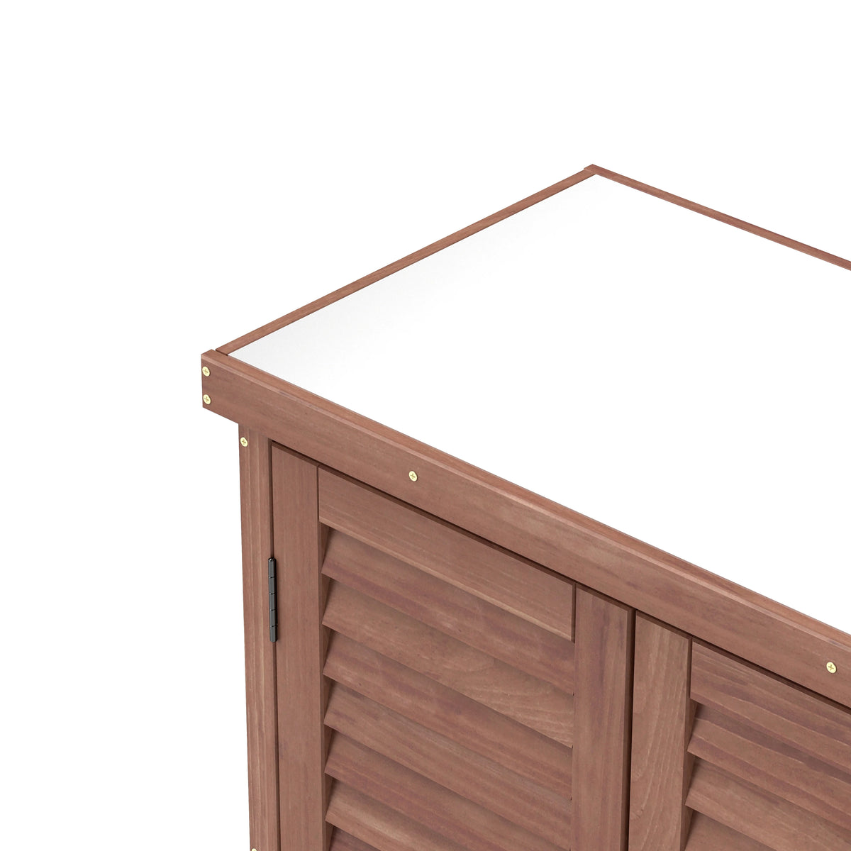 Armoire de rangement en bois d’extérieur et table de rempotage Funnil, mobilier de patio en bois résistant aux intempéries, poste de travail de jardin