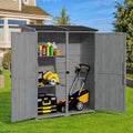 Abri de rangement extérieur large Aiho 55 avec portes doubles verrouillables - Abri de jardin résistant aux intempéries pour terrasse, jardin et pelouse, gris