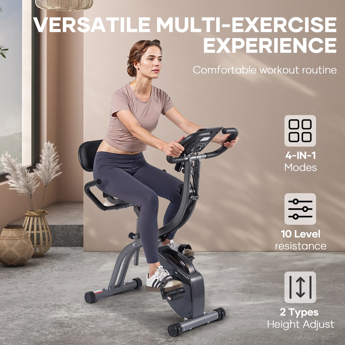 Vélo d’appartement pliable à charges magnétiques, avec capteur de fréquence cardiaque et écran LCD, idéal pour le cyclisme d’intérieur à domicile