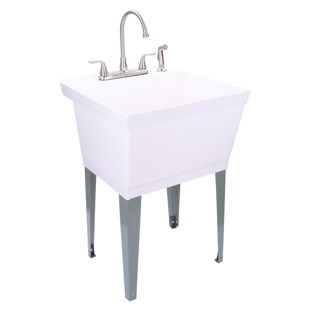 Évier utilitaire Tehila de 19 gallons avec robinet de cuisine haut de gamme en acier inoxydable 6501